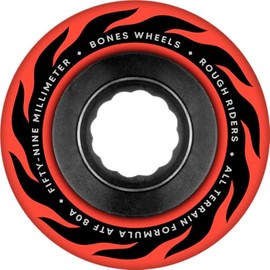 Bones Wheels ATF Rough Riders Eternal Flames Skateboard Wheels, 59mm, 80A, Red