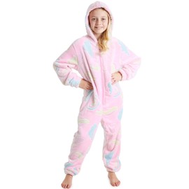CityComfort Glow in The Dark Onesie Kids Onesies for Girls Rainbow Unicorn Pyjamas 3-14 Years Old (Pink, 13-14 Years)