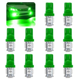 wuyaoyao 10PCS 194 LED Light Bulb, 6000K T10 168 W5W 2825 5SMD 5050 Chips LED Replacement Bulbs, 12V Wedge LED Light Bulb for Car Dome Interior Map Door Courtesy License Plate Lights (Green)