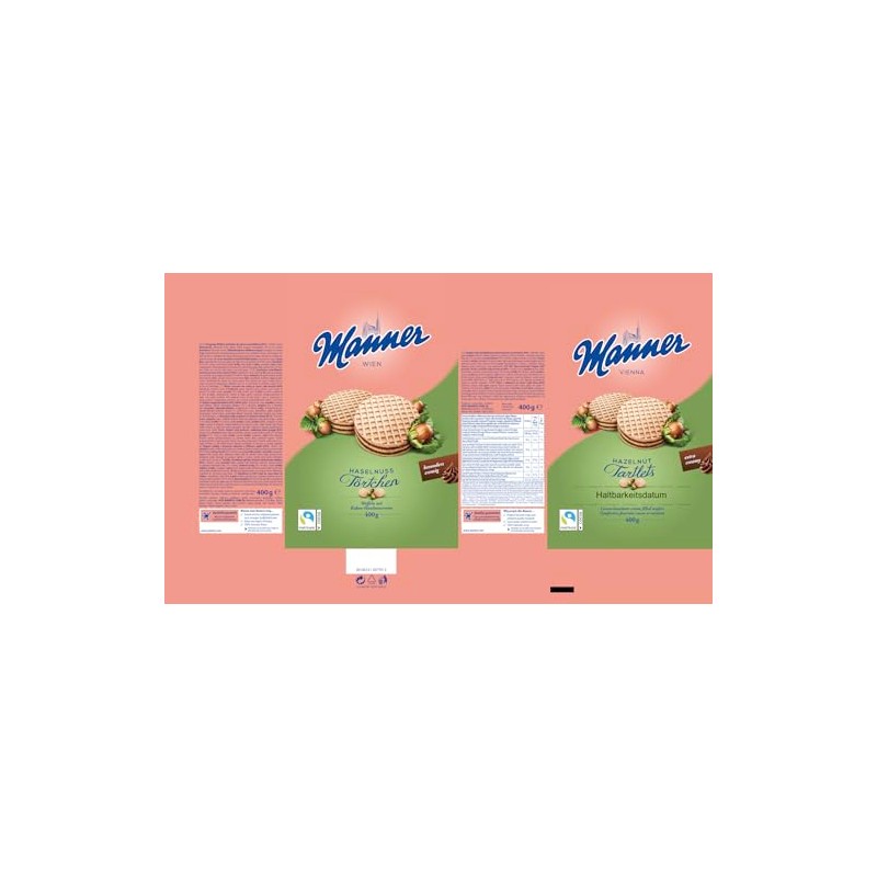 Manner Original Neopolitaner Hazelnut Wafers - Made in Austria (Pack