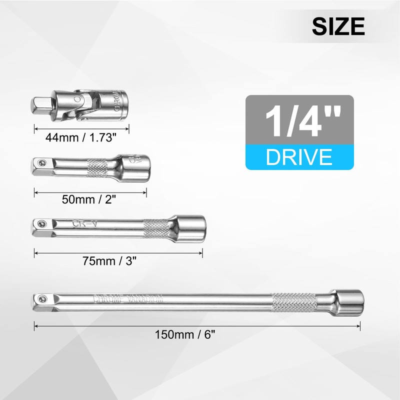 sourcing map 1/4" Drive Socket Extension Set 2" 3" 6"