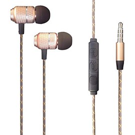 For Realme 6 Earphones - Earbuds Headphone Wired Earphones Headset with Microphone and Volume Control For Realme 6 (GOLD)