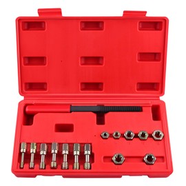LEONTOOL 15 Pieces Metric Thread Chaser Set, M6 M8 M10 M12 Thread Restorer Tool Includes 7 Taps 7 Dies 1 Thread File, Universal Thread Cleaner Tool Thread Rethreading Repair Kit for Damaged Thread