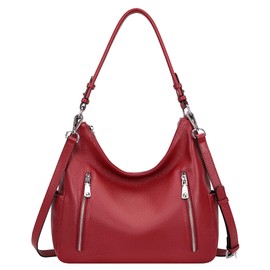 Over Earth Genuine Leather Purses and Handbags for Women Hobo Shoulder Bag Ladies Crossbody Bags Medium(O150E UG Wine Red)