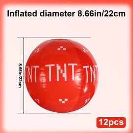 12pcs Beach Ball, 8.66in Inflatable Beach Balls for Kids Video Game Theme Summer Holiday Toys for Kids Family Outdoor Activity Summer Pool Party Supplies (Red)