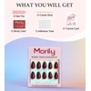 Morily Short Press on Nails Almond, 30Pcs Burgundy Fake Nails