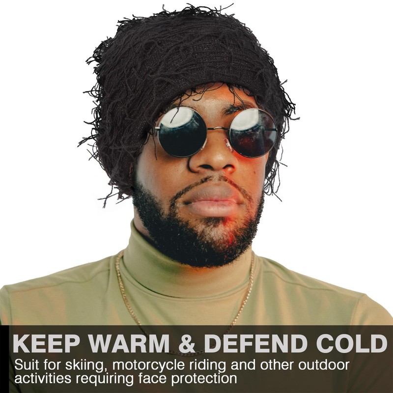 Distressed Balaclava Ski Mask Knitted Full Face Windproof Winter Premium