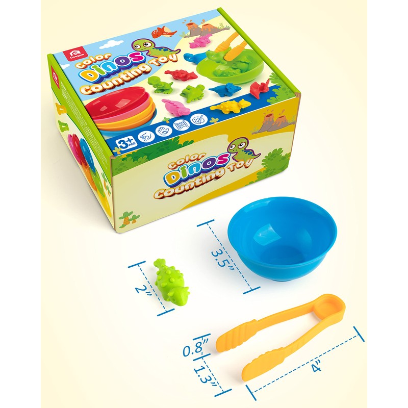 Coogam Counting Dinosaur Sorting Toy Set, Colour Matching Classification Game,