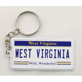 World By Shotglass West Virginia License Plate Aluminum Ultra-Slim Rectangular Souvenir Keychain 2.5" X 1.25"x 0.06"