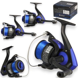 AP Coast 6000 Sea Fishing Reel Fixed Spool Beach Pier Boat Rock 20lb Line Blue