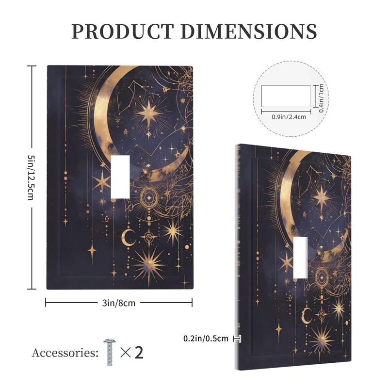 Nadoabtm Decorative Light Switch Cover Plate Gothic Celestial Gold Moon