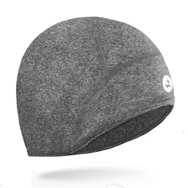 EMPIRELION Lightweight Thermal Skull Cap Ears Warm Cycling Helmet Liner Winter Running Beanie Hats Sweat Wicking Grey Melange
