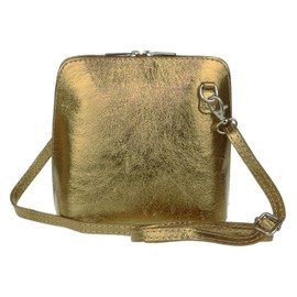Girly Handbags Womens Metallic Genuine Leather Cross Body Shoulder Bag (Old Gold)