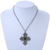 Vintage Inspired Filigree Diamante 'Cross' Pendant with Silver Tone Oval