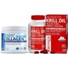 Marine Collagen Peptides Hydrolyzed Protein Powder + Antarctic Krill Oil 1000 mg with Omega-3s EPA DHA