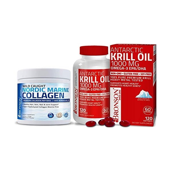 Marine Collagen Peptides Hydrolyzed Protein Powder + Antarctic Krill Oil