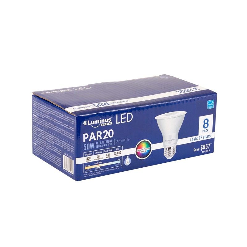 Luminus Par20 LED Flood Light, 6.5W (50W Equivalent) 500 Lumens