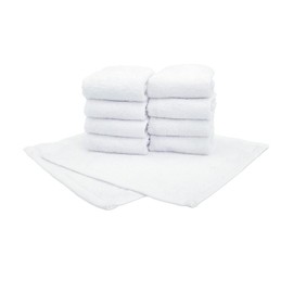 Creaps Solid Thick Hand Towels, 11.8 x 11.8 inches (30 x 30 cm), Set of 10, White, Plain, 100% Cotton, Hot Towel, Commercial Use