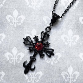 ANGLEQUEEN Gothic Cross Necklace for Women Men Black Cross Chain Necklaces Vampire Pendant Necklace Vintage Necklaces Emo Jewelry Grunge Accessorie (Black-A)