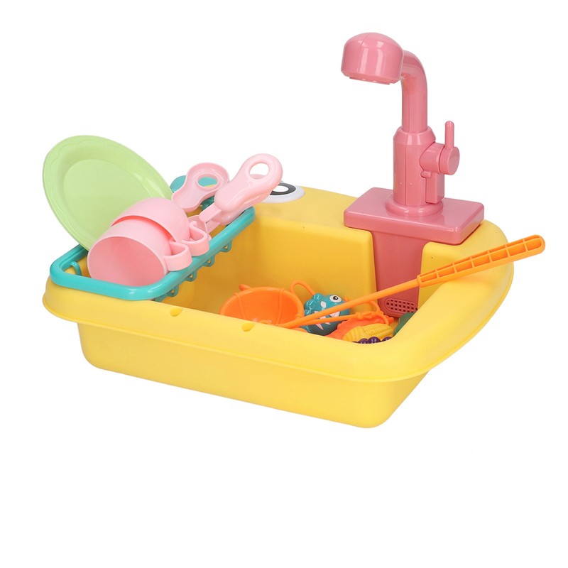 2 in 1 Play Kitchen Sink Toys with Running Water