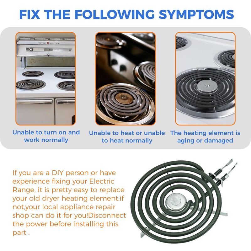 Upgraded WB30M1 Electric Stove Burner ERS30M1 Replacement for 6 Inch