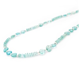 Natural Sky Blue Apatite Necklace Sterling Silver Strand Dainty Beaded Jewelry Gift for Women