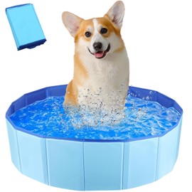 Foldable Dog Pool, Swimming Pool for Dogs, Dog Pool, Swimming Pool for Cats, Non-Slip and Thickened PVC, Portable, for Small Dogs and Cats, 50 x 8 cm