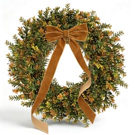 ICX 24-26'' Fall Boxwood Wreaths for Front Door Decor, Fall Wreath with Bow