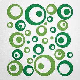 WANDfee® Wall Tattoo, Circles, Dots, 50 Stickers, Colour Choice For Children's Bedroom, Living Room, Hallway, Bathroom, Kitchen, Tile Stickers, green