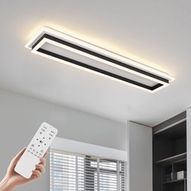Vloitgol Dimmable Led Ceiling Light with Remote Control 31.5in Modern Linear Flush Mount Ceiling Lighting Fixture Acrylic Long Ceiling Lamp for Living Room Kitchen Dining Room Hallway