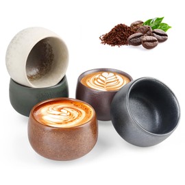 Espresso Cups Set of 5, High-Quality Espresso Cups Made of Stoneware, 100 ml Thick-Walled Ceramic Espresso Cups Ideal for Espresso, Mocha, Ristretto, Macchiato, Perfect Gift for Women and Men