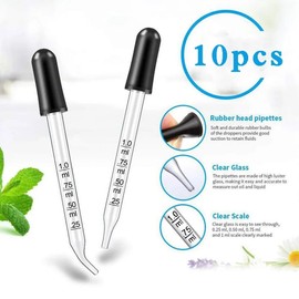 Glass Pipette, Glass Liquid Drops, 1 ml Glass Pipette with Rubber Head, Glass Dropper, Liquid Pipette, Drip Pipette, 1 ml, for Essential Oil Makeup Art Liquid Plant
