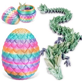 3D Printed Dragon Egg, Dragon Egg with Dragon, Mysterious Dragon Toy, Movable Dragon, Gifts Movable Dragon Figures for Easter Decoration (Candy Colour)