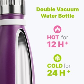 Mollcity kids Water Bottle-9 oz Stainless Steel Vacuum Insulated Water Bottle for School, Leak Proof Cola Shape Travel Small Water Bottle for Boys (Dark Purple-Black)