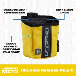 LEGEND - XT520 Quick Release Pouch & Finger Tab Bag (Yellow) | Interior Divider for Better Organization & Storage of Release Aids | Attaches to Standard 2" Belt | Quick Drawstring Closure