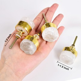 JIC Gem Set of 2 Amethyst Drawer Knobs Crystal Stone Cabinet Knobs Kitchen Cupboard Pull Handles