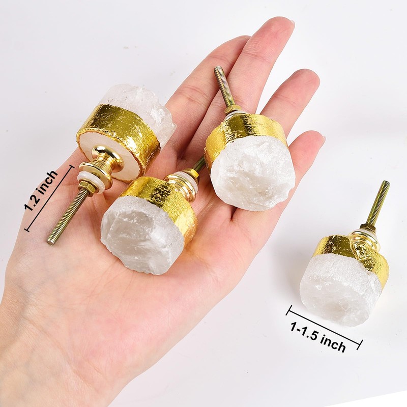 JIC Gem Set of 2 Amethyst Drawer Knobs Crystal Stone