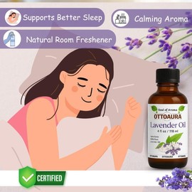 OTTO AURA Lavender Essential Oil, 4 fl oz, Pure Natural Therapeutic Grade, for Diffuser and Massage