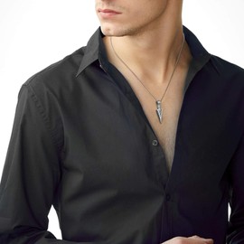 KITEENAL Stainless Steel Hypoallergenic Necklace Black Gold Silver Pendant Necklace for Men Husband Brother, Stainless Steel