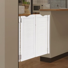 BEACCOSS White Wood Swinging Saloon Door - 36" W x 42" H - Ideal for Kitchen, Bar, Porch Entrances with Hardware Included