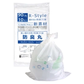 Earl Style Garbage Bags, 10 Sheets (90 L), Odor-Proof Garbage Bags, 0.001 inch (0.03 mm) Thick, Milky White, Food Garbage Disposal, Odor Leak Prevention, Large Capacity, Commercial Use (90 L), 10