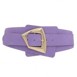 Purple Women Girdle Belts Wide Elastic Stretchy Waist Belt for Lady Girls with Gold Buckle Fashion Cinch Retro Stretch Belts for Women Dresses 1Pc