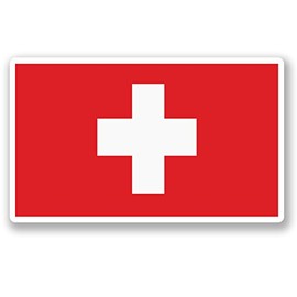 2 x 10cm Switzerland Flag Vinyl Sticker Bike Laptop Car Travel Luggage Tag #5288 (10cm Wide x 6cm Tall)