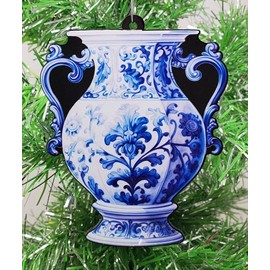 Delft Blue Vase Christmas Ornament