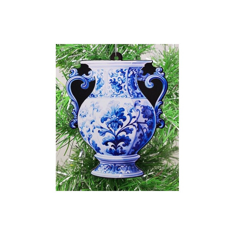 Delft Blue Vase Christmas Ornament