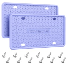 QiqaMole 2 Pack Silicone License Plate Frame Front Back License Plate Cover License Plate Bracket Holder Rust-Proof, Rattle-Proof, Weather-Proof, for US CA Standard Cars (Purple)
