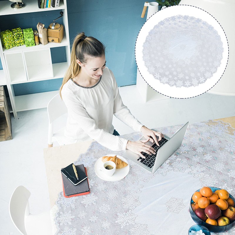 EXCEART 1 Pcs Round Lace Tablecloth 70 Inch Diameter, Christmas