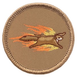 Flaming Flying Squirrel Patrol Patch - 2" Diameter Round Embroidered Patch (Sew-on)