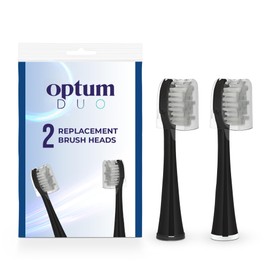 Optum Duo Flossing Toothbrush Replacement Brush Heads Refill 2 Count – 2-in-1 Electric Toothbrush Water Flosser Combo - Sonic Toothbrush with 40k Vibrations & High Pressure Dental Flosser - Black