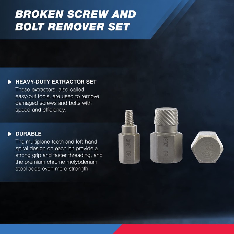 NEIKO 04204A Hex-Head Multispline Screw and Bolt Extractor Set, Easy-Out